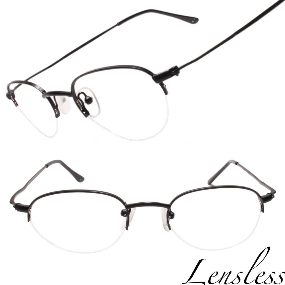 True Vintage Half-Rim Minimalist Lightweight Lensless Optical Black Frames